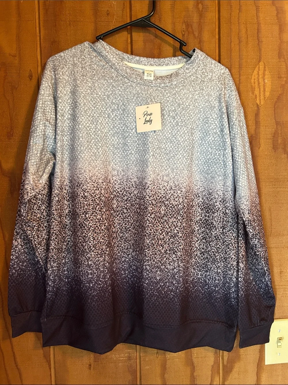 Pixie Lady Women's Ombre Crewneck Sweater - Light Blue to Brown